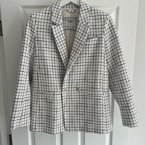 Abercrombie & Fitch Checkered Blazer with Gold Accents
